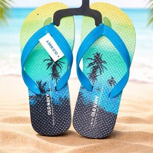 Old Navy flip flops size 12 - 13 palm trees sunset beach